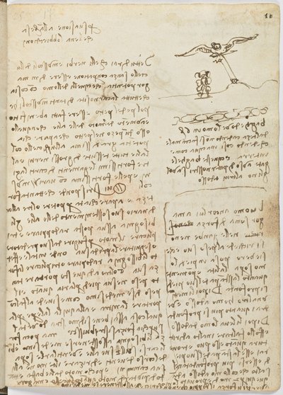Birds Flight Code, Sheet 16 Recto by Leonardo da Vinci
